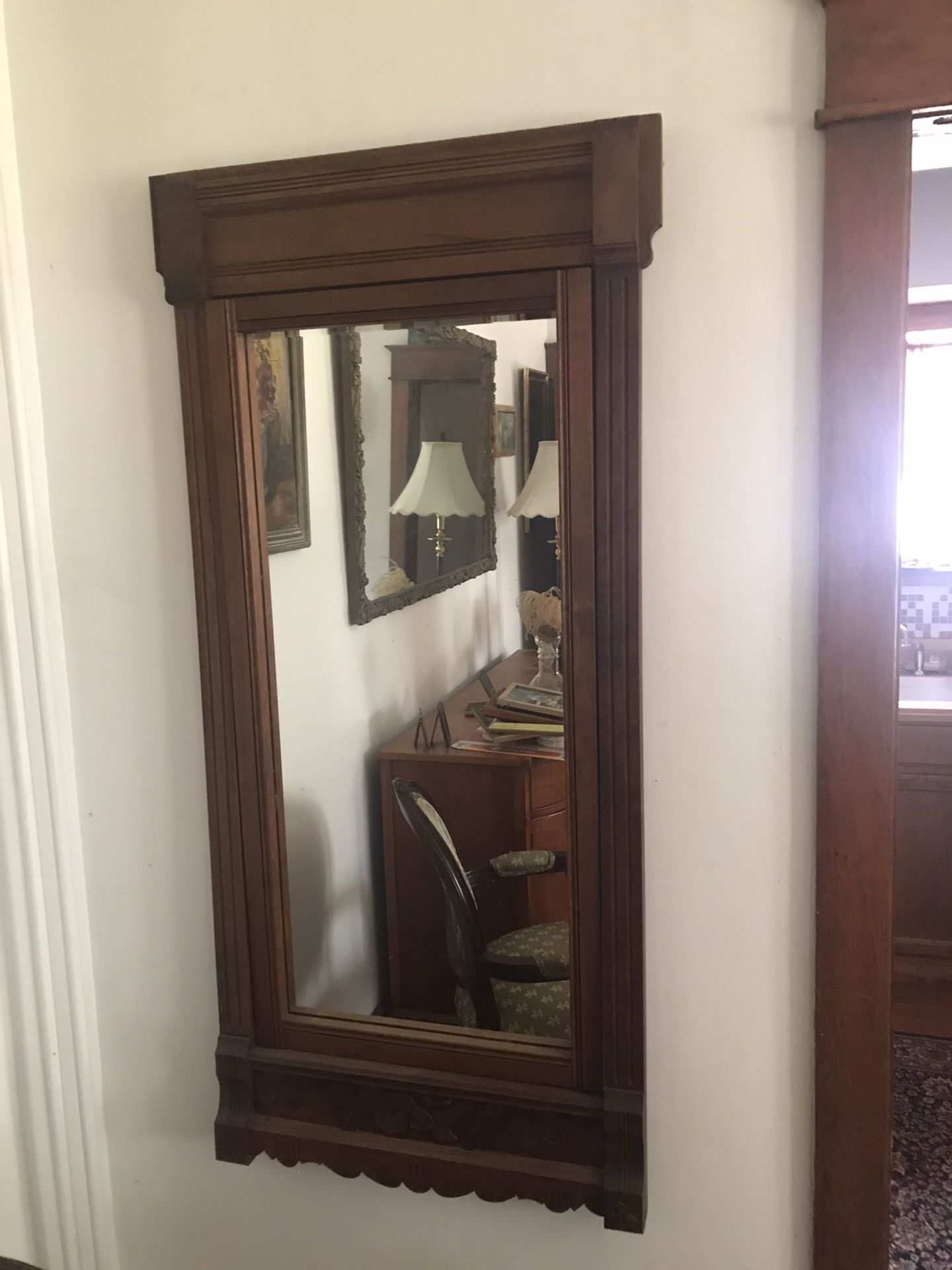 Antique walnut mirror professionally refinished