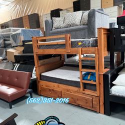 Full Bunk Bed Oak With Mattresses Colchones Nuevos Bonitos 
