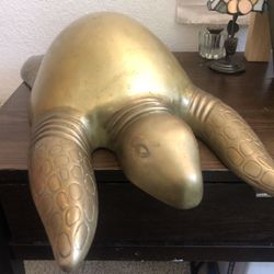 Brass Turtle : XXL large 24 x 14 1980s by Dolbi Cashier