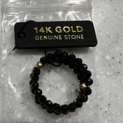 14k gold genuine stone gold ring adjustable 