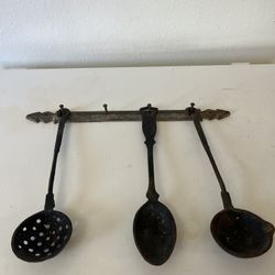 Vintage Cast Iron Hanging Utensil Set