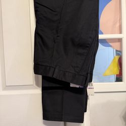 IZOD American Chino Flat Front Straight Pants - Black, Size 38x32