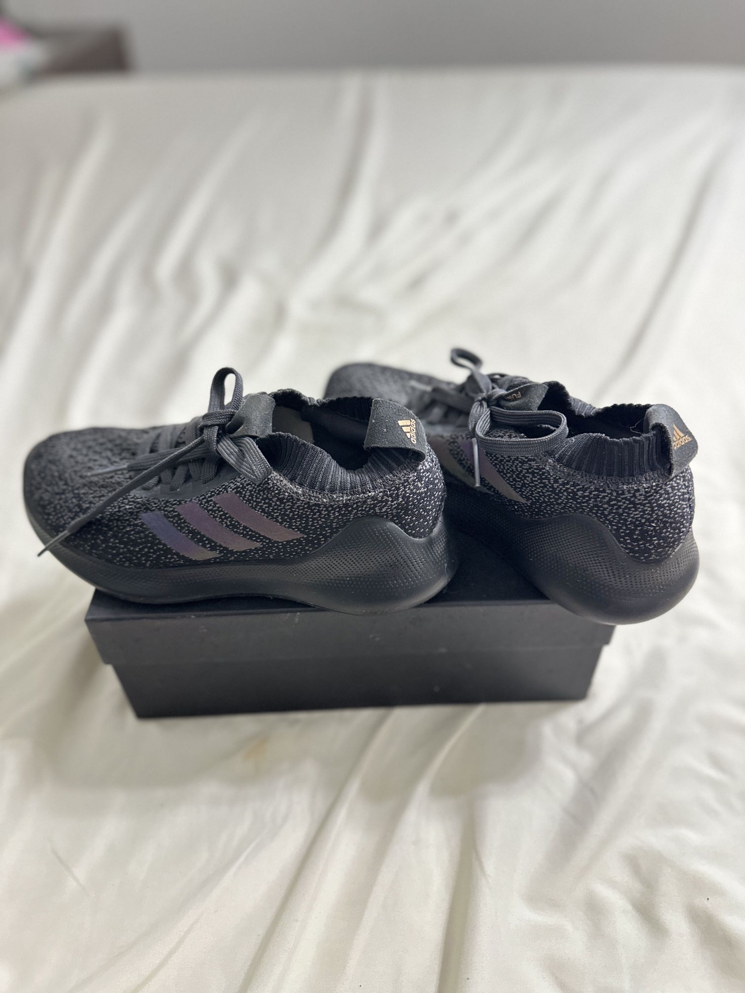 Adidas Running Shoes Women's Size 5.5 Pure Bounce Reflective Knit Black Sneakers