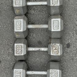 Dumbbells 40lb And 35lbs Set In Solid Condition Workout Weights
