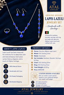 🇦🇫 Genuine Afghan Lapis Lazuli necklace, handmade with 925 Sterling Silver.