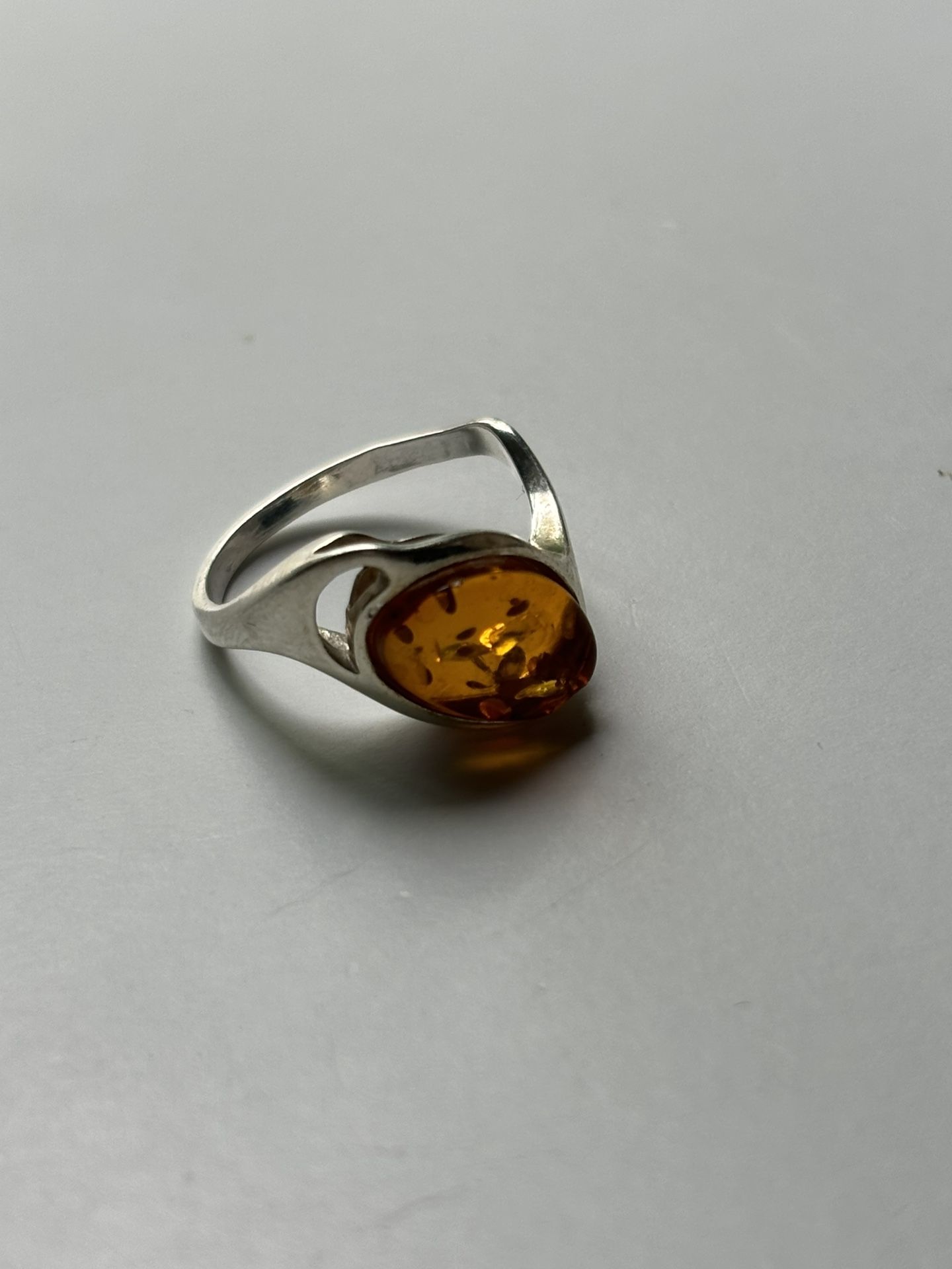 Amber Silver Ring 