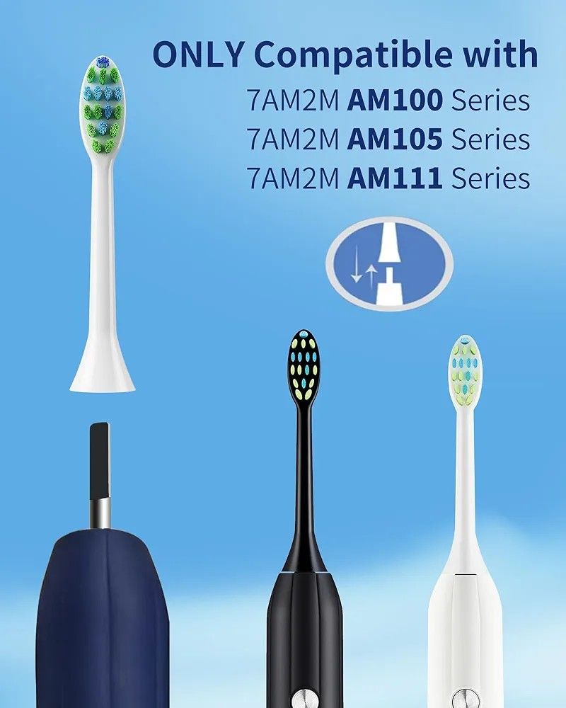 7AM2M AM100/AM105/AM111 Electric Toothbrush Brush Heads x 12 for 7AM2M Electric Toothbrush ONLY (White)