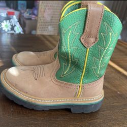 Kids  Leather John Deere Cowboy Boots (size 10C)