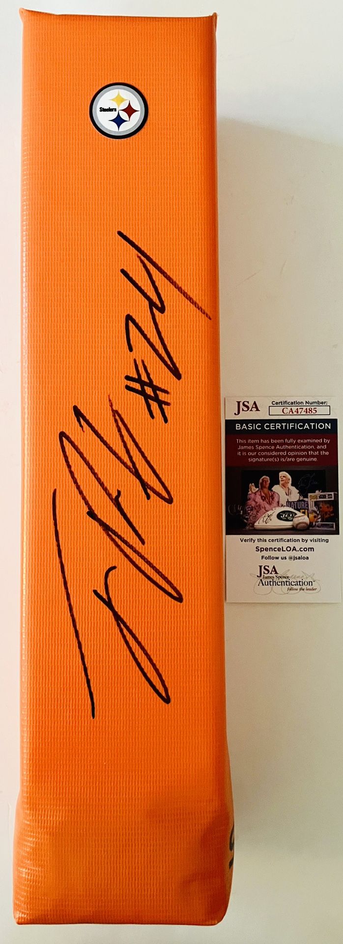 JOEY PORTER JR. SIGNED AUTOGRAPHED PITTSBURGH STEELERS TOUCHDOWN PYLON JSA COA!