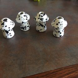 Ceramic Black And White Mushroom Macramé Beads Vintage