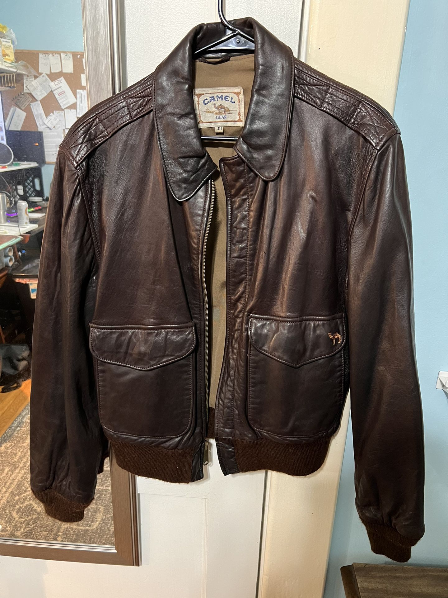 Medium Leather Bomber Camel Brand Jacket
