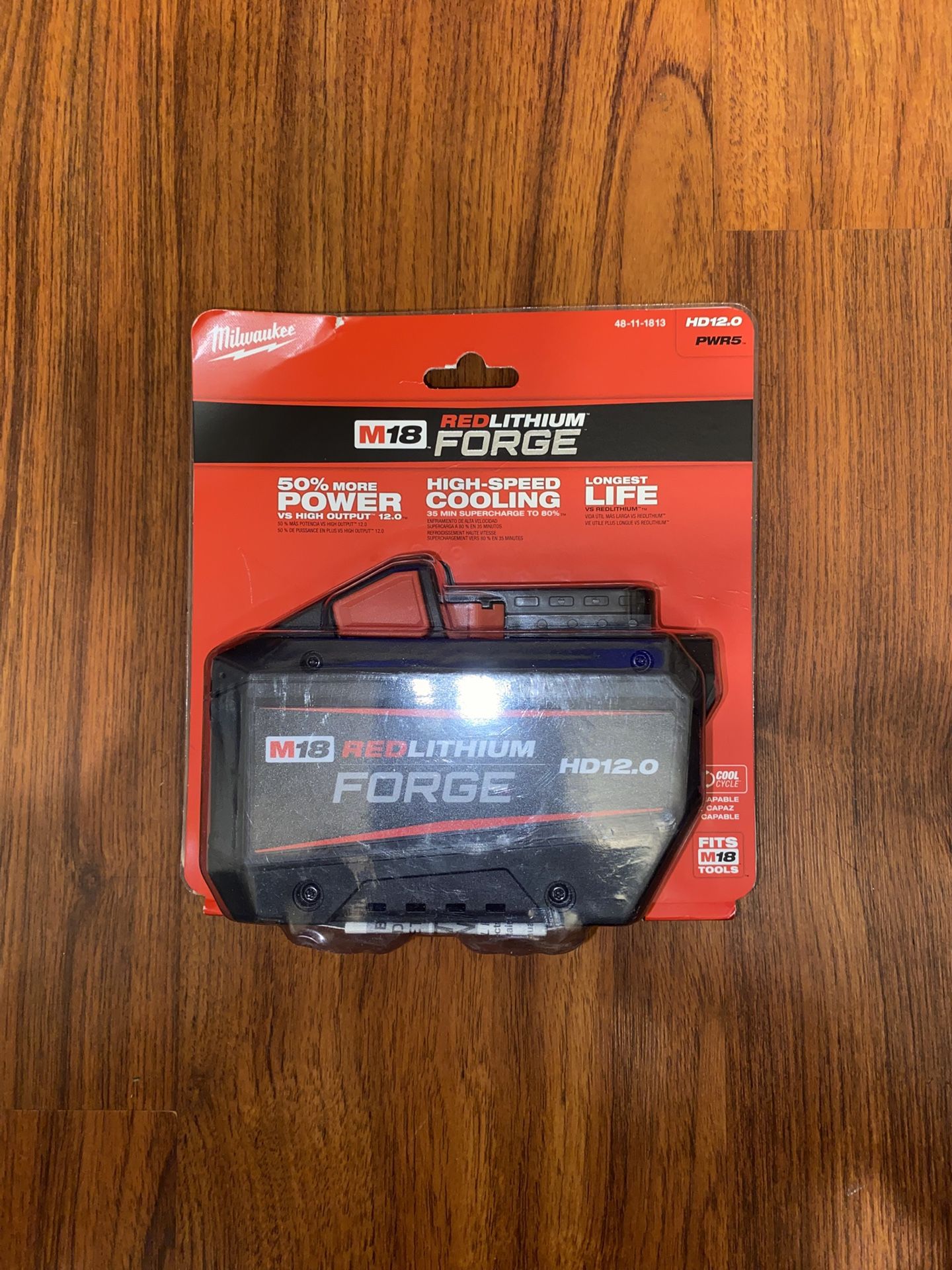 (1)New Milwaukee M18 12.0 Ah Redlithium Forge Battery (48-11-1813)