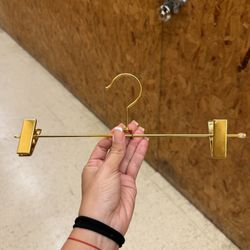 Amber Home 20 Pack Shiny Gold 12 Inch Metal Pants Skirts Hanger, Sturdy for Slacks Trousers with 2 A