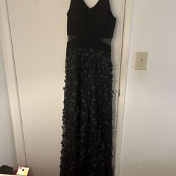 Formal Sleeveless Black XSCAPE Floral Appliqué Evening Dress Size 0
