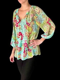 NWT Fig and Flower Women Floral Print Chiffon Blouse - Size M