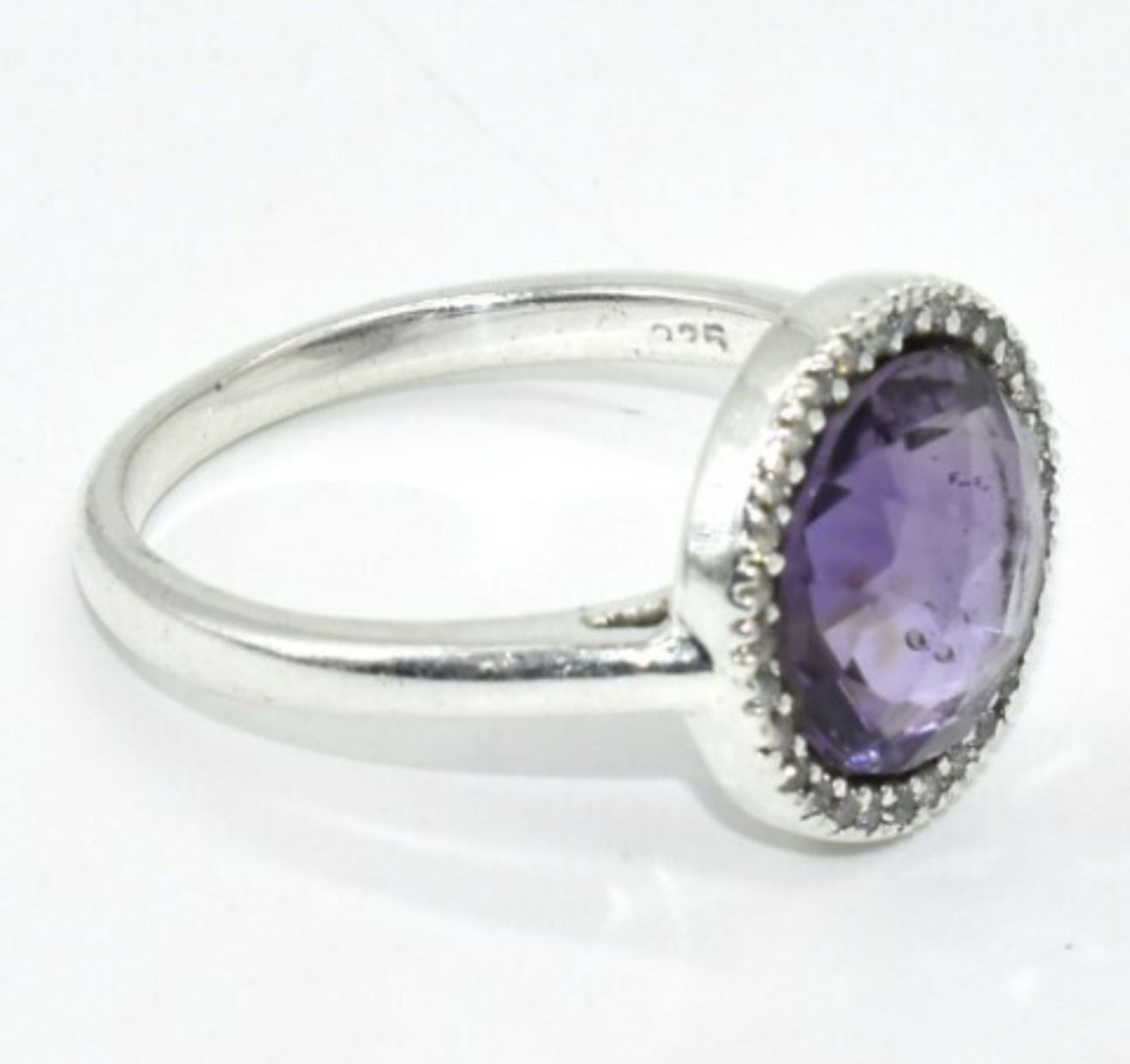 Silver Amethyst And CZ Ring Size 7