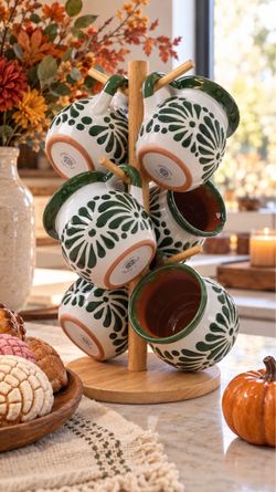 💥 Talavera mug set of 6 with stand included💥