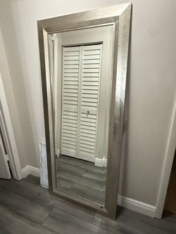 Large Full-Length Silver Framed Mirror