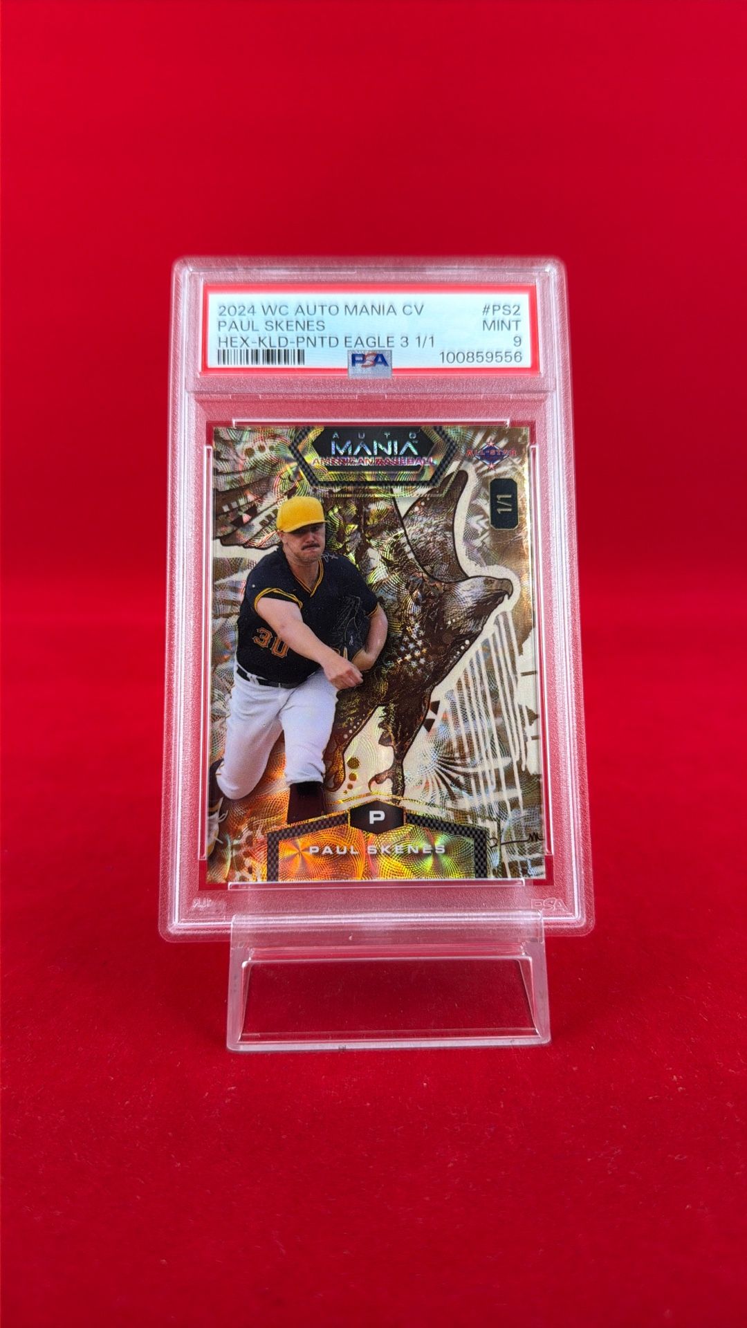 2024 WILD CARD AUTO MANIA AMERICAN BASEBALL PAUL SKENES GOLD EAGLE 1/1 PSA 9