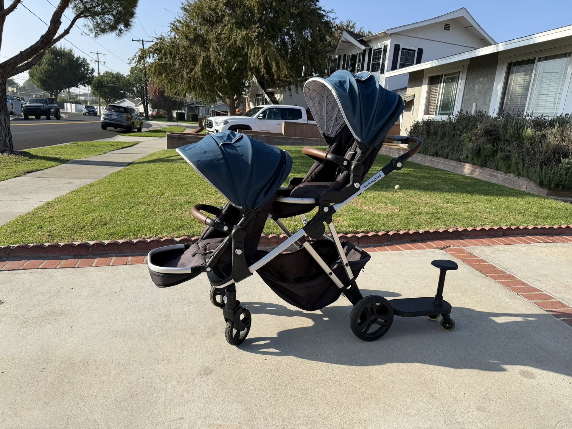 Mockingbird Double Stroller With Scooter Attachment