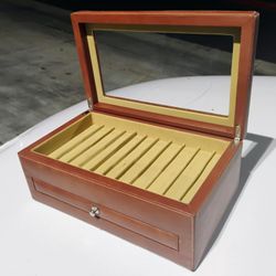 Glass Top Leather Watch Display Case 