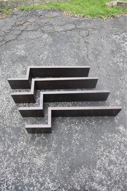 Set of 4 Dark Wood Wall Shelves