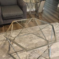 Glass Coffee table & 2 glass side tables