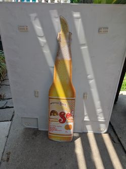 Sol Beer Bottle-Shaped Tin Sign