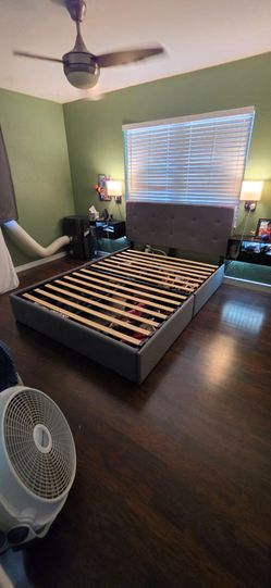 Queen Bedframe with Under Storage -Grey
