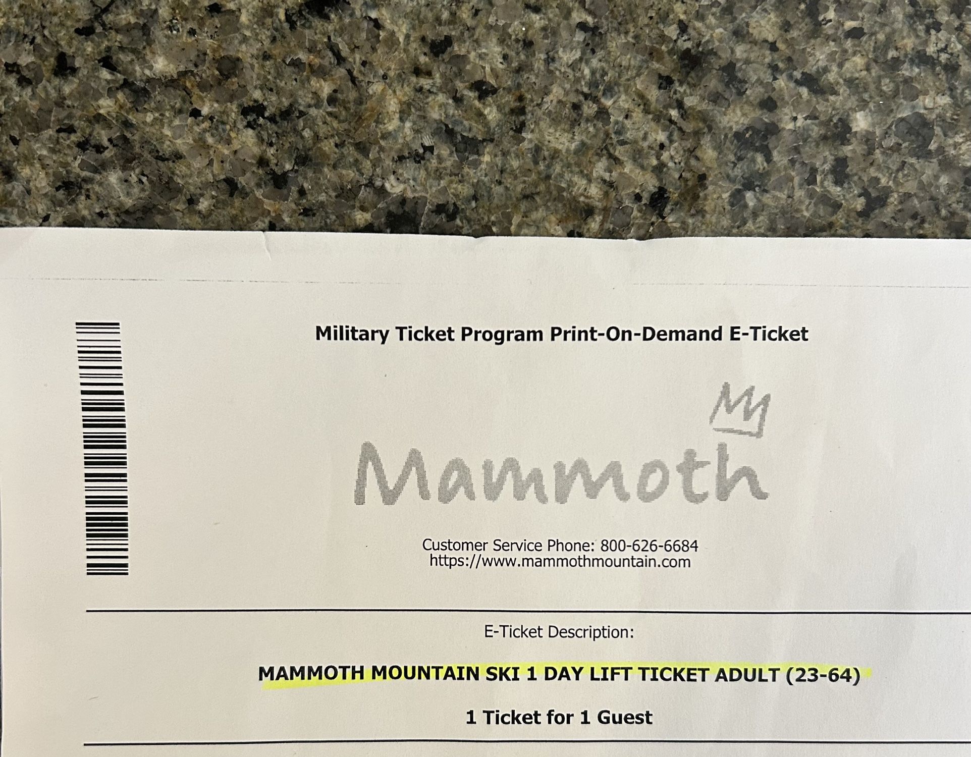 Mammoth Lift Ticket
