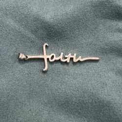 Vintage Sterling Silver 925 Faith Cross Script Cursive 2” Pendant Necklace charm  Word  Simple  #Minimalist Design  #christian #inspirational   Preown