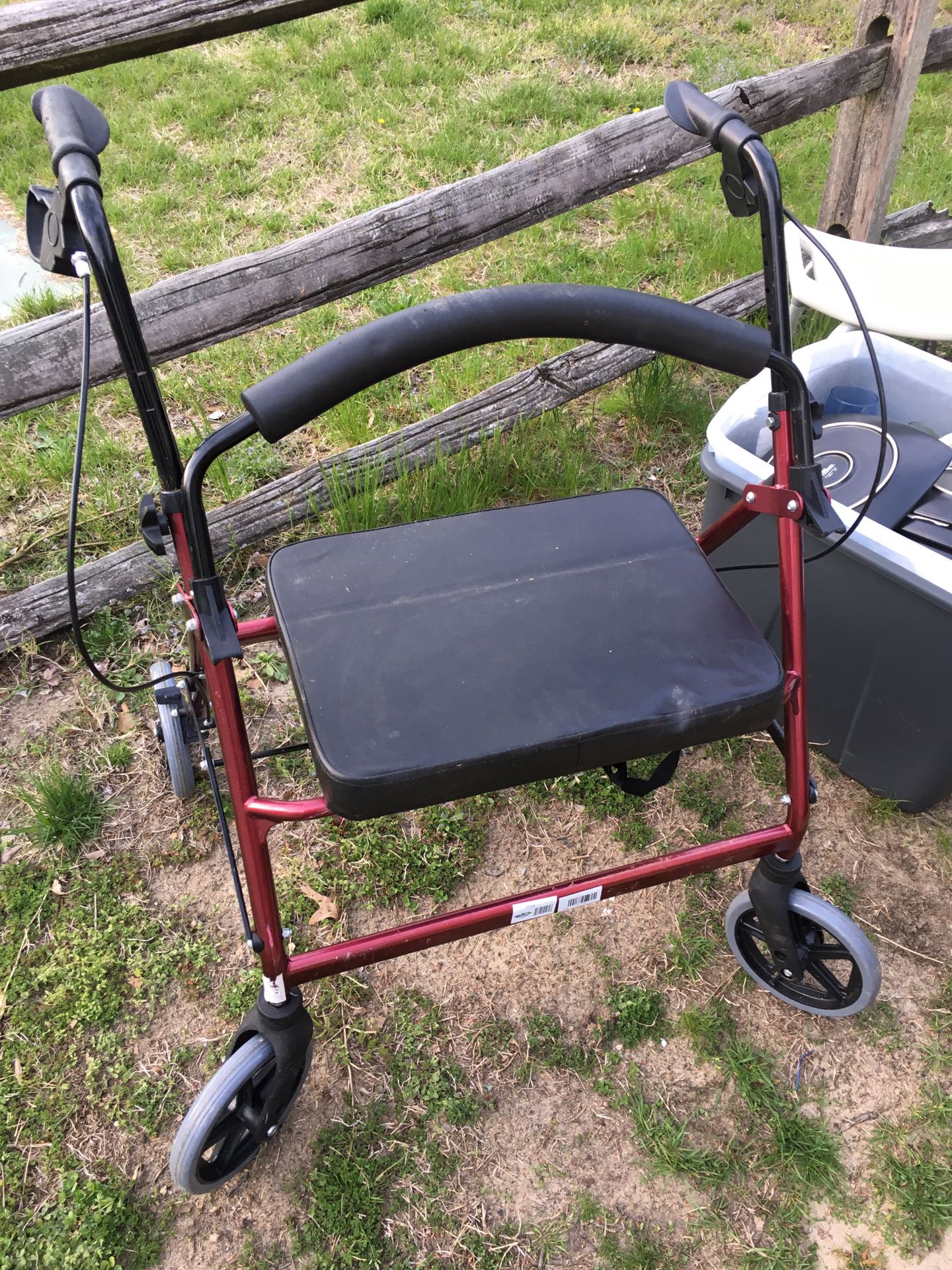Nice fold up walker with seat and wheels only $60