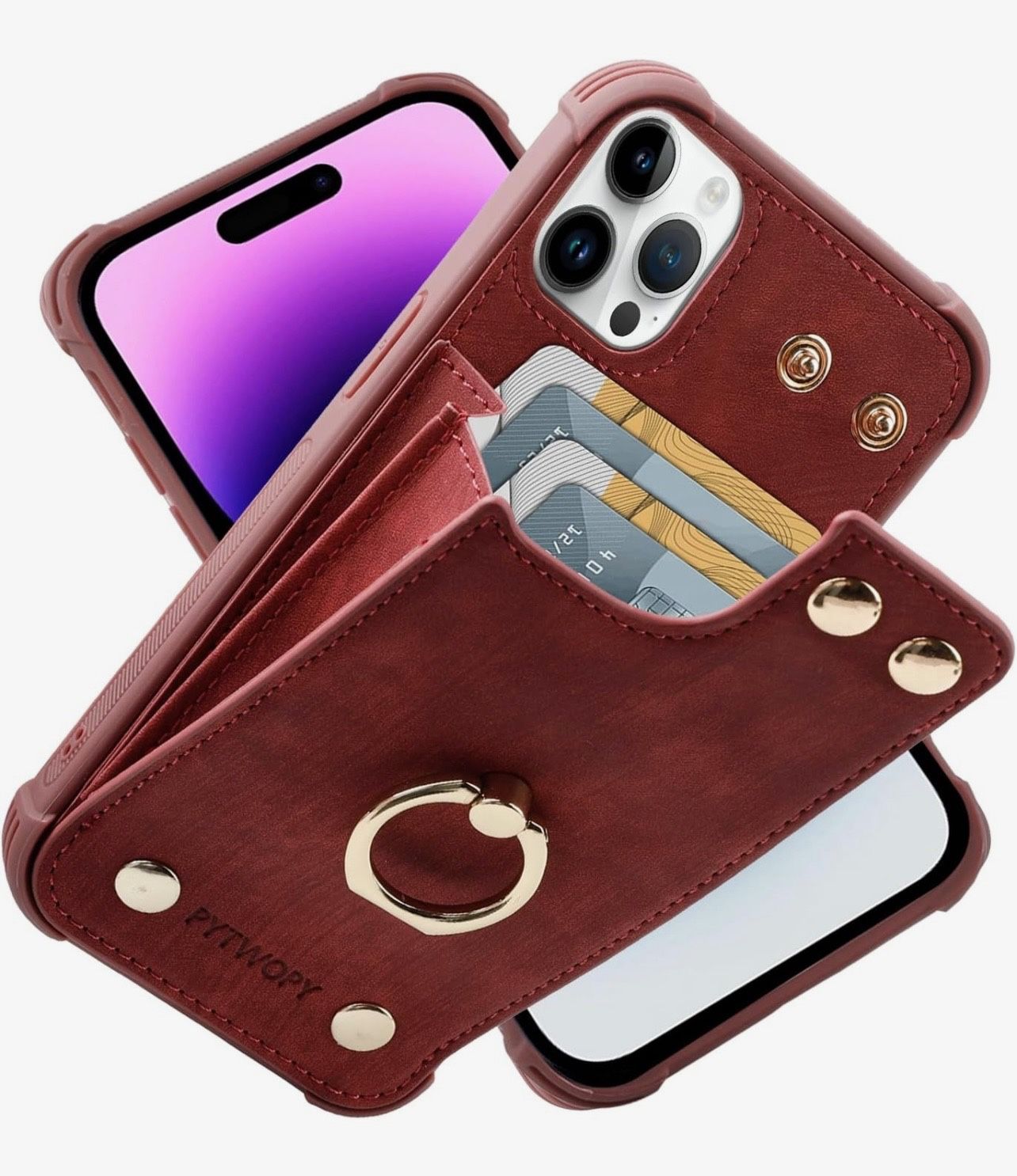 NEW IN BOX Compatible for iPhone 15 Pro Wallet Case with Credit Card Holder,Leather Shockproof Protective Phone Cover 6.1 inch Supports 360°Rotation