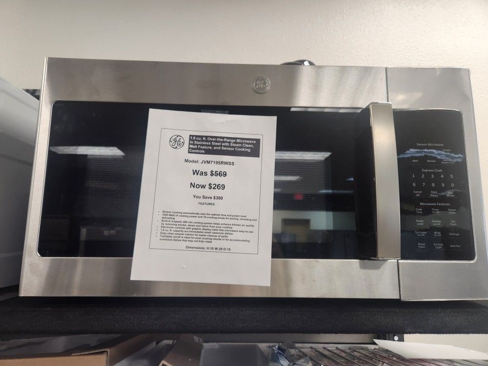 1.9 cu. ft. Over-the-Range Microwave in Stainless Steel with Steam Clean. Melt Feature, and Sensor Cooking Controls