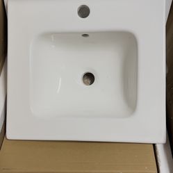 18” x16.8inCeramic Rectangular Vanity Top in White, Square one hole 4245 $30
