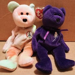 2 RARE Vintage Beanie Babies