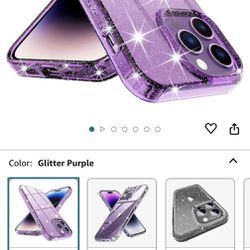 iPhone 14 Pro Max Purple Glitter Case Silicon