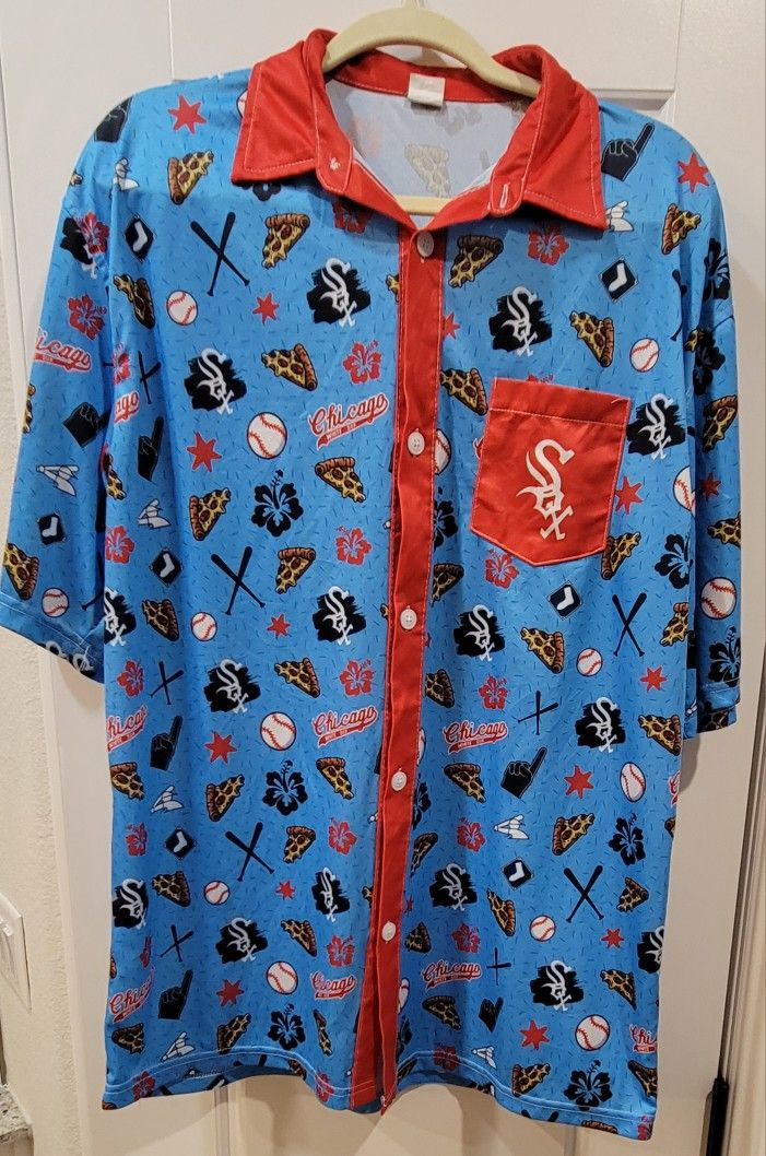 CHICAGO WHITE SOX Logo Hawaiian Shirt Short Sleeve - 2022 SGA Blue Red Collar XL