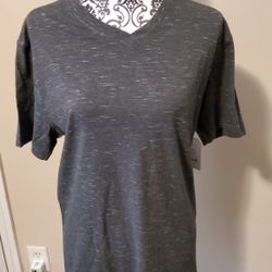 Faded Glory Charcoal V Neck T Shirt Size Small 
