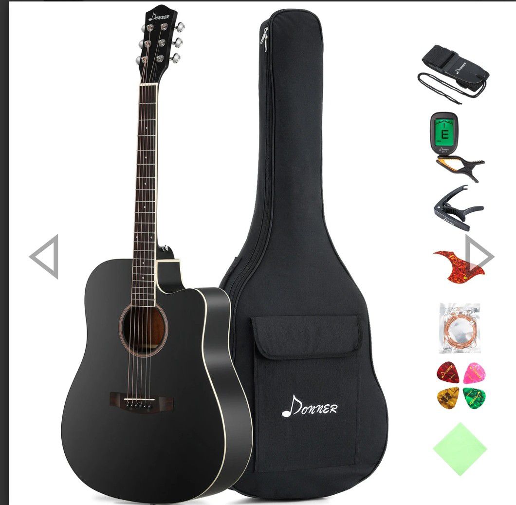 Black acoustic guitar- full kit