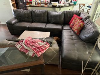 Faux leather grey sectional