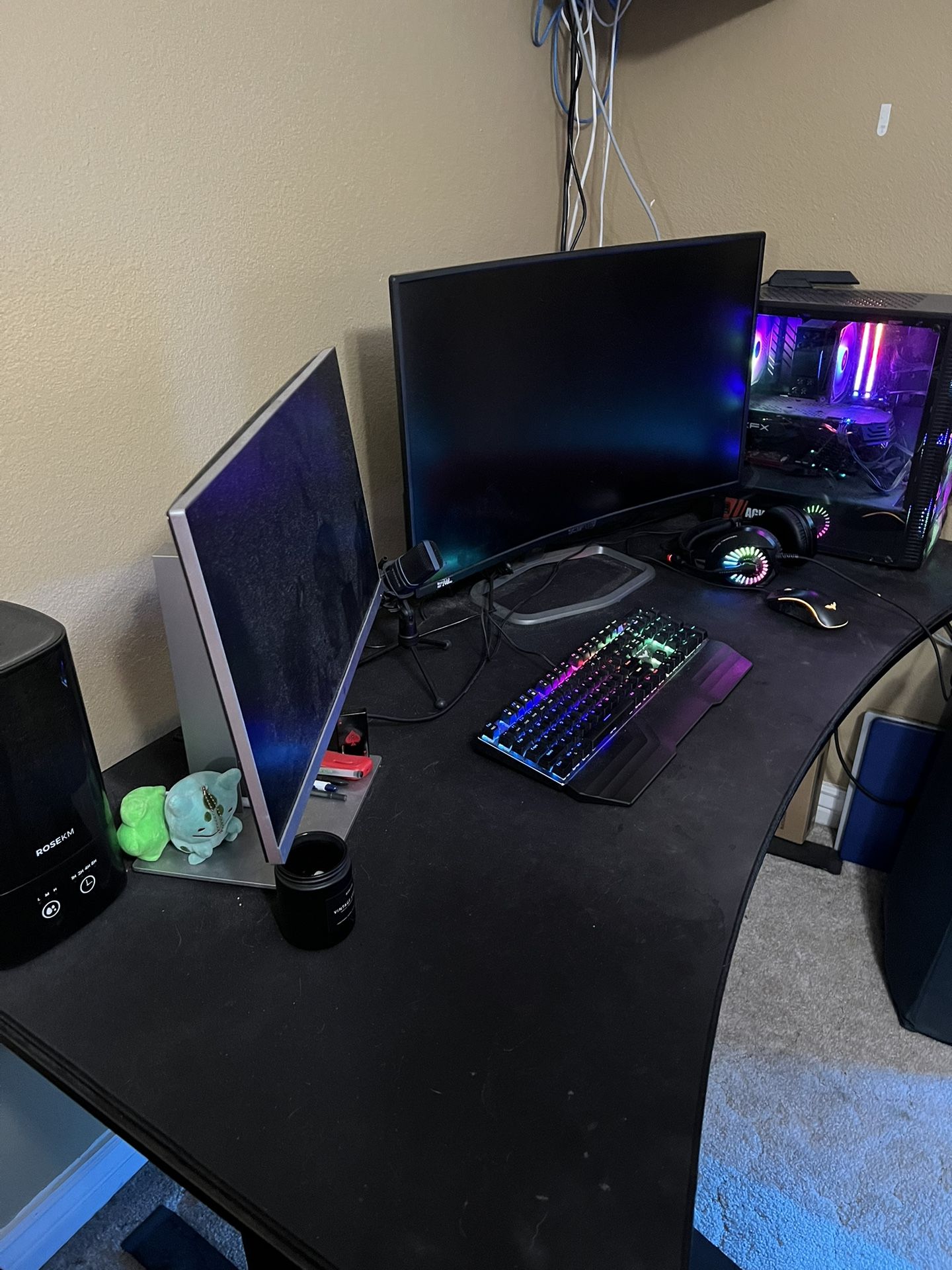 Gaming Desk - Pure Black & Office Chair