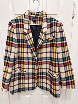 Laura Scott Multicolor Plaid Blazer Jacket