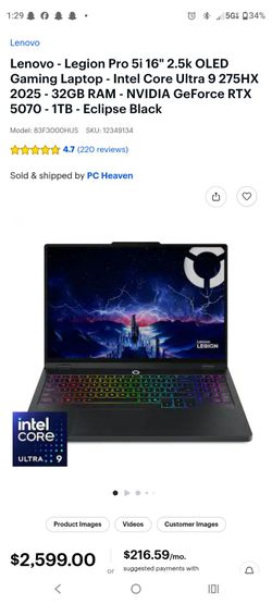 Brand New Really Good gaming laptop Legion Pro 5i