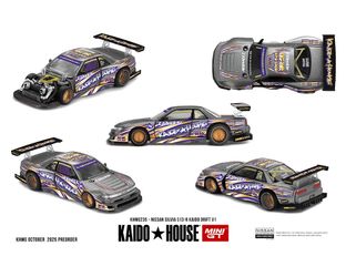 Kaido House x Mini GT 1:64 Nissan Silvia S13-R Kaido Drift V1 Greddy – Gunmetal Gray