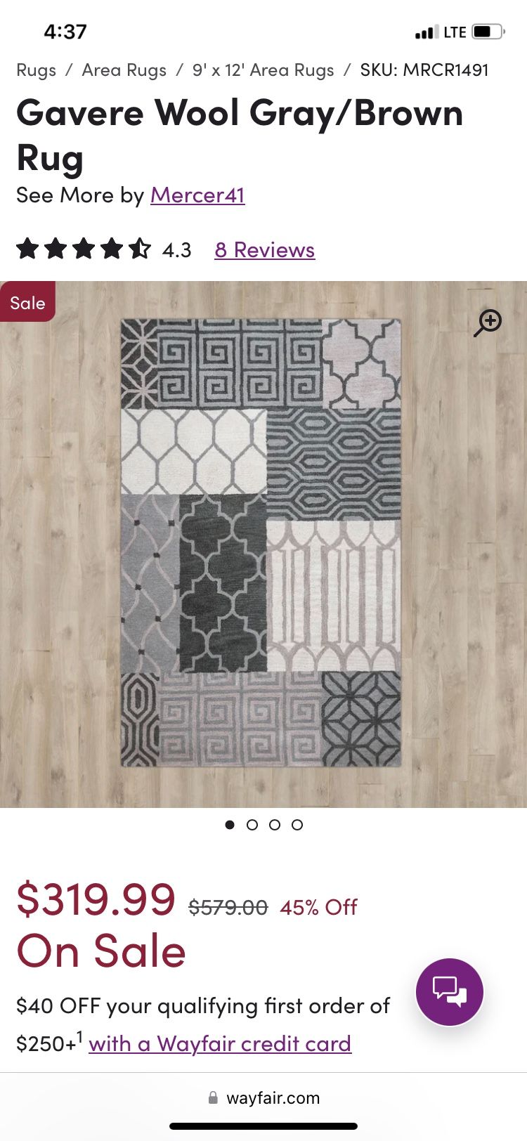 Gavere Geometric Tufted Wool Area Rug 8x10 Gently Used