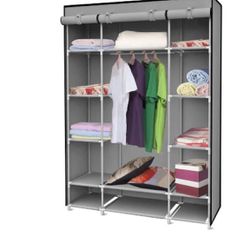 Home Basics Storage Closet with Shelving, Grey