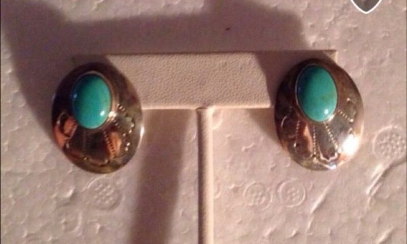 Sterling & Turquoise Pierced Earrings-New.