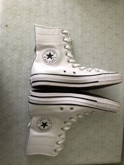 Chuck Taylor Hi Rise White Leather Women Size 6.5 New Sneakers Shoes Skater Skate