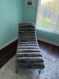 Gray Faux Fur Chaise Lounge